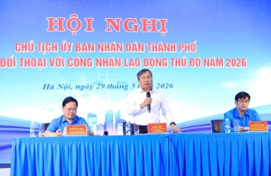 Chủ tịch UBND TP Hà Nội Vũ Đại Thắng gặp gỡ, đối thoại với công nhân lao động Thủ đô